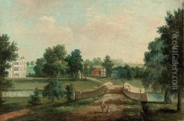 The Elysian Garden At Audley End, Saffron Walden, Audley End Beyond Oil Painting - William Tomkins