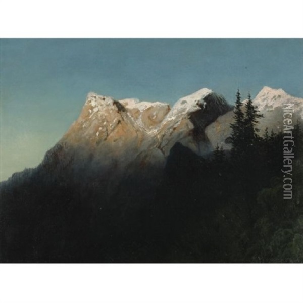 Peaks In Snow Oil Painting - Arseniy Ivanovich Meshchersky