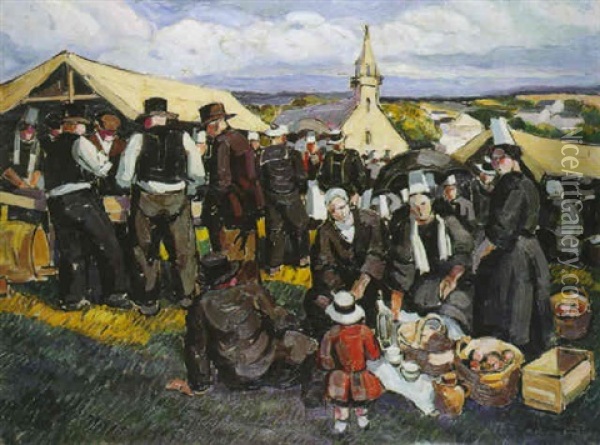 Le Pardon De Saint-anne La Palud Oil Painting - Pierre De Belay
