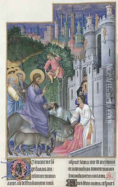 The Entry of Christ into Jerusalem from Tres Riches Heures du Duc de Berry Oil Painting - Pol de Limbourg