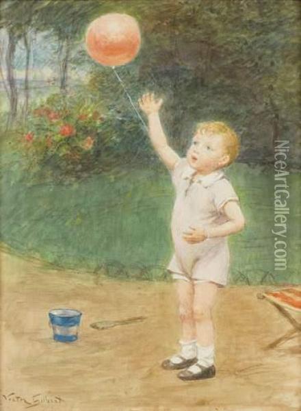 Enfant Jouant Au Ballon Oil Painting - Victor-Gabriel Gilbert
