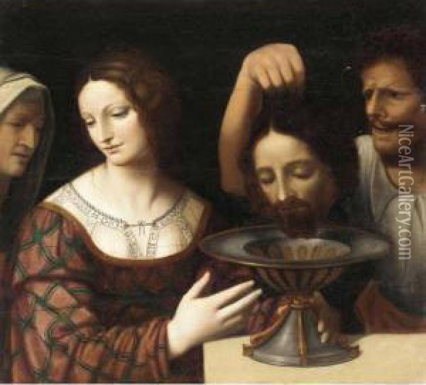 Salome With The Head Of Saint John The Baptist Oil Painting - Bernardino Luini