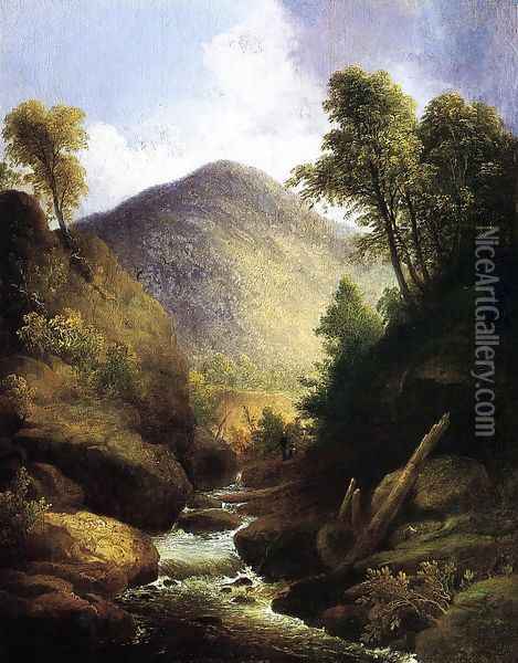 At the Waterfall Oil Painting - Thomas Doughty