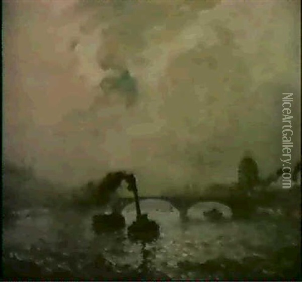 Le Pont Des Arts And L'institute De France Oil Painting - Frank Myers Boggs