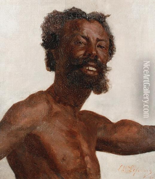 Study Of An African Man Oil Painting - Charles Lefebvre