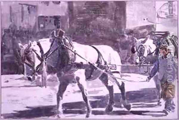 Two Percheron Horses Oil Painting - William G. Burn-Murdoch