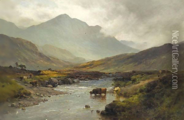 The Highland Ford Oil Painting - Alfred de Breanski