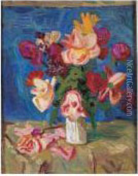 Vase De Fleurs Oil Painting - Emmanuel Gondouin