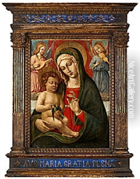Madonnan Med Barnet Omgiven Av Anglar Oil Painting - Bernardino Fungai