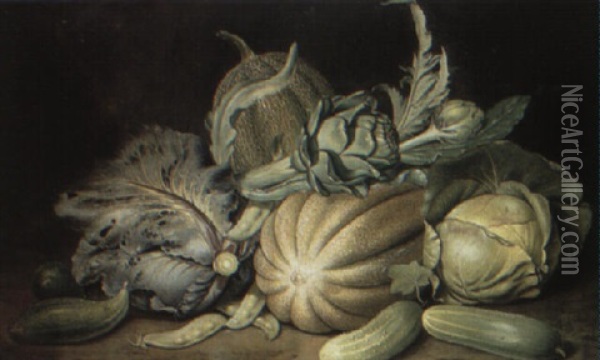 Still Life Of Cabbages And Other Vegetables Oil Painting - Jacob Samuel Beck