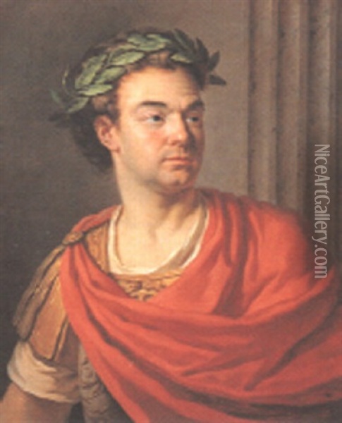 Un Imperatore Romano A Mezzo Busto Oil Painting - Jean Jacques Francois Le Barbier