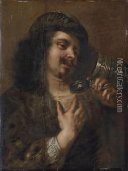 A Man Drinking From A Tankard Oil Painting - Jan Cossiers