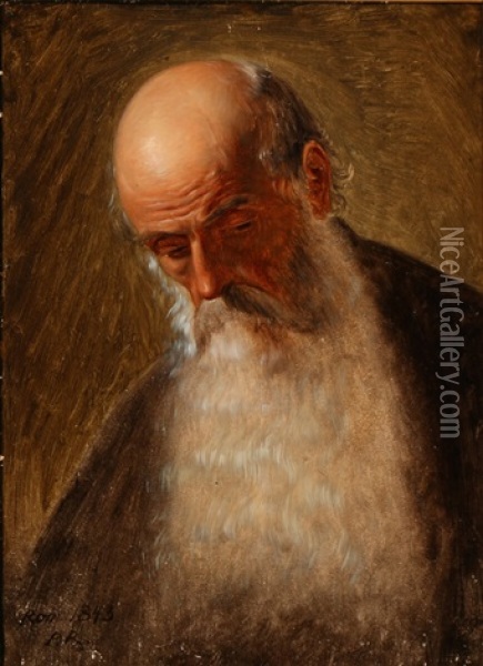 Study For An Old Mendicant Collecting Alms Oil Painting - Peter (Johann P.) Raadsig