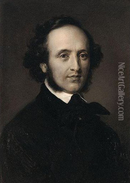 Portrait Of Felix Mendelssohn Oil Painting - Carl Jaeger