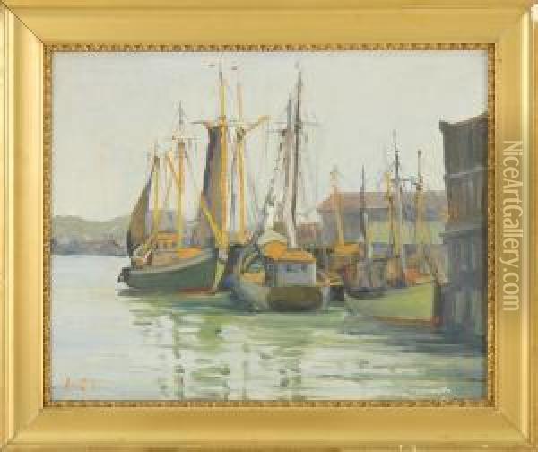 North Shore Harbor Scene Oil Painting - Alice Judson