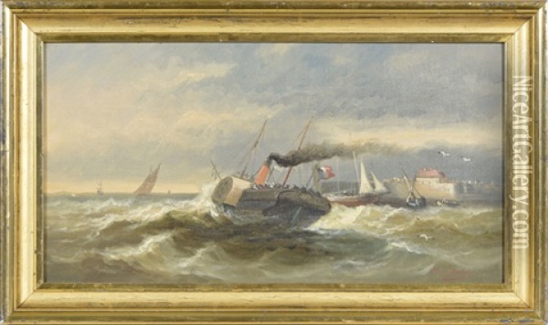 Bateaux Par Mer Agitee Oil Painting - Ferdinand Bonheur