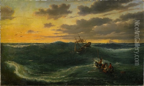 Shipwreck At The Australian Coast Oil Painting - Eugen von Guerard