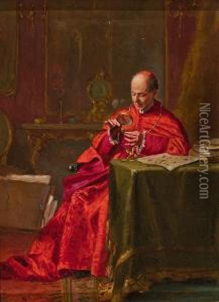 Obispo En Un Interior Oil Painting - F. Morelli