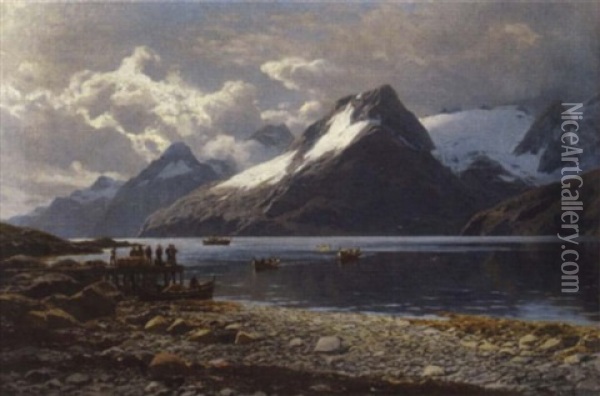 Am Lyngenfjord Oil Painting - Karl Paul Themistocles von Eckenbrecher