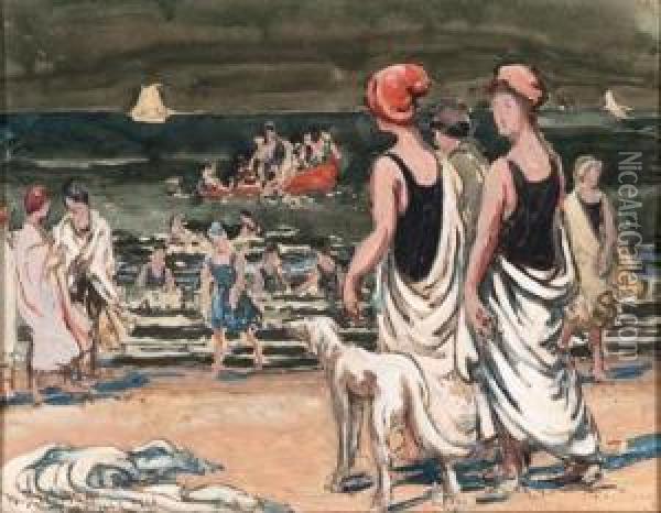 Women On The Beach Oil Painting - William Samuel Horton
