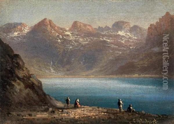 Paesaggio Montano Con Lago Oil Painting - Hubert Sattler