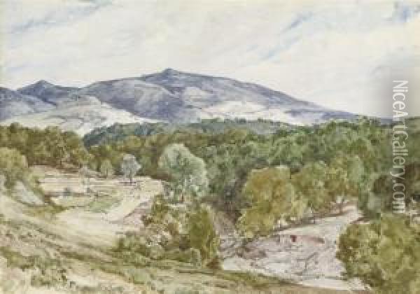Two Views In Greece: The Pentelic Mines; And Dionysos Quarry Oil Painting - Herbert Hughes Stanton