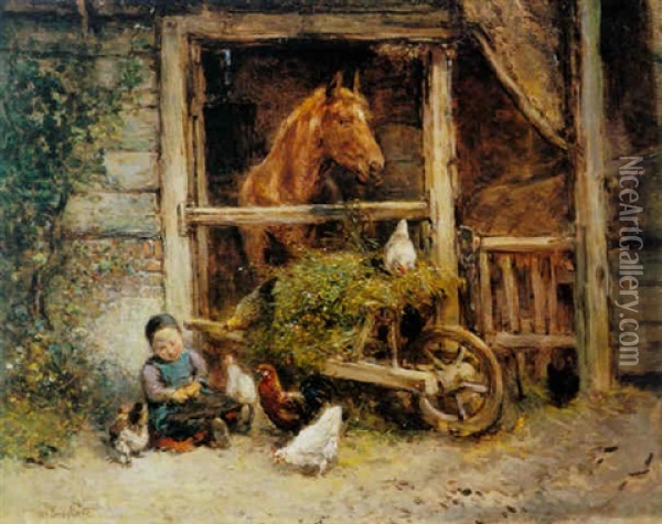 By The Horse-table Oil Painting - Mari ten Kate