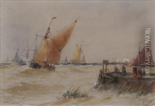 On The Medway Oil Painting - Thomas Bush Hardy
