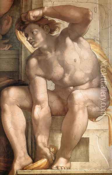 Ignudo -9 1509 Oil Painting - Michelangelo Buonarroti