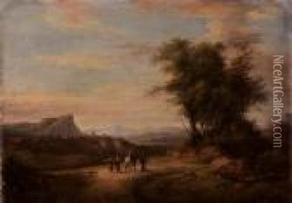 Paesaggio Con Viandanti Oil Painting - Guiseppe Canella