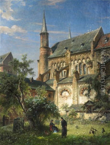 Im Kreuzgang Des Bonner Munsters Oil Painting - August Von Wille