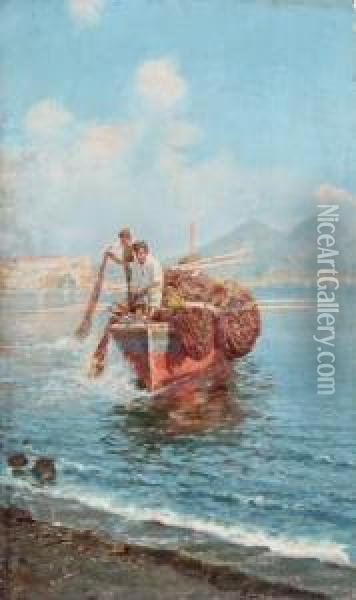 Pescatori A Napoli Oil Painting - Giuseppe Giardiello