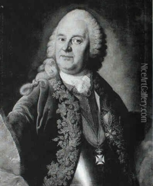 Portrait Of Christian Freidrich, Marshall Of                Herrengosserstadt Oil Painting - Johann Ernst Heinsius