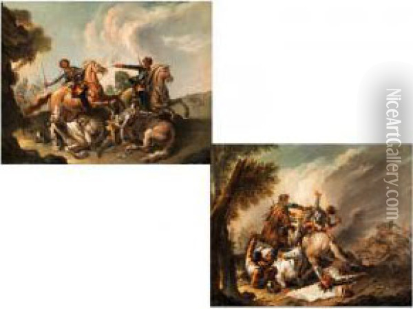Paar Reiterschlachten Oil Painting - Francesco Giuseppe Casanova
