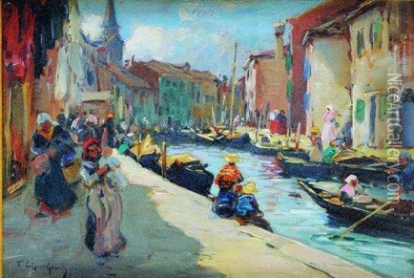 Barques Le Long Des Quais Oil Painting - Fernand Marie Eugene Legout-Gerard