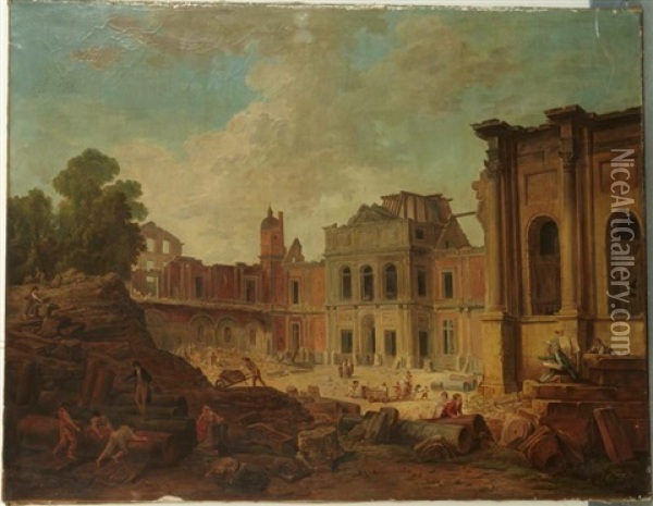 Dessinateur Dans Des Ruines Oil Painting - Hubert Robert