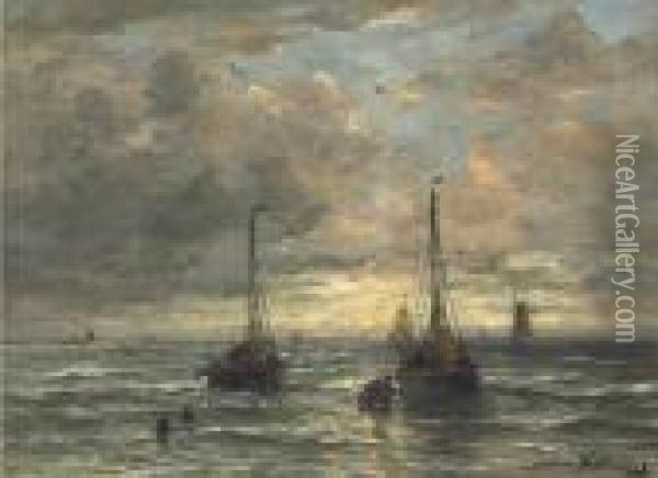 Return Of The Fishing Fleet Oil Painting - Hendrik Willem Mesdag