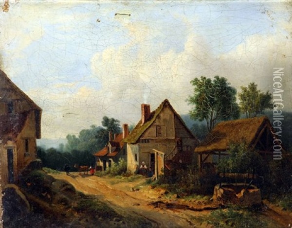 Chaumiere Au Puits Oil Painting - Jacques-Hippolyte van der Burch