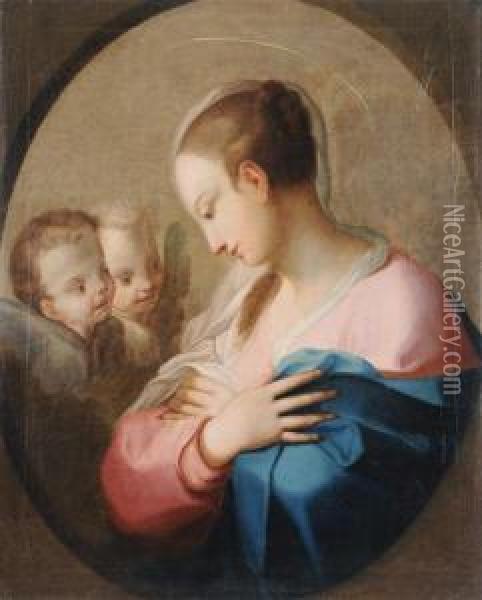 La Vergine E Due Cherubini Oil Painting - Ignazio Stern