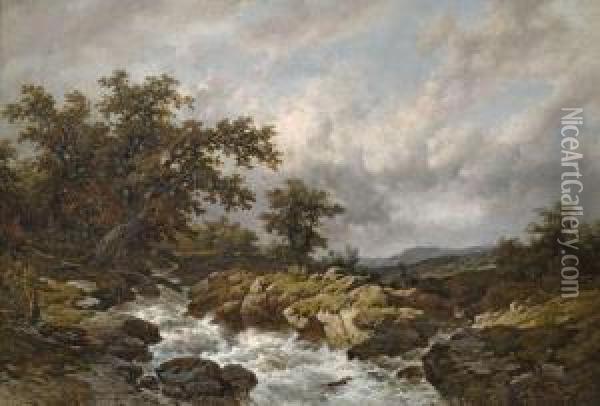Flusslandschaft Bei Aufkommendem Unwetter Oil Painting - Remigius Adriannus van Haanen