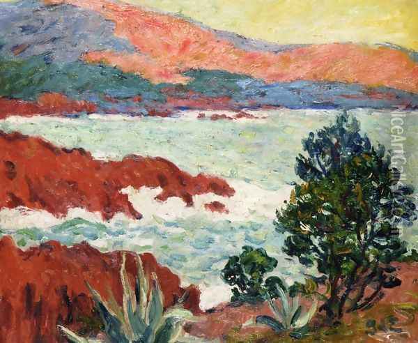 Red Rocks at Trayas Oil Painting - Georges dEspagnat