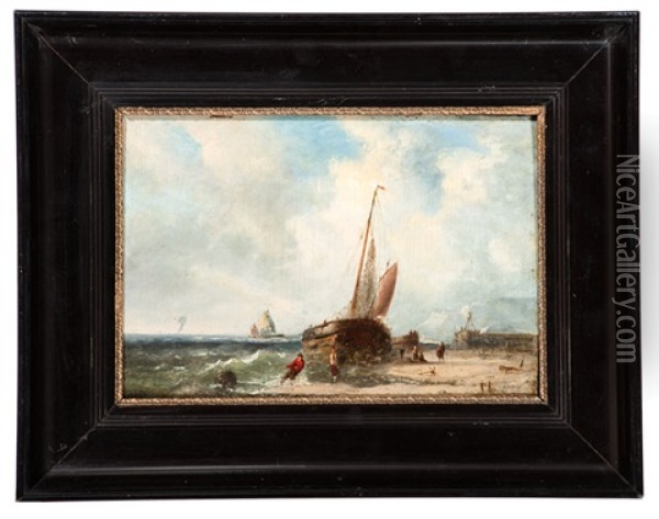 Coastal Ships Oil Painting - Johannes Frederick Schuetz
