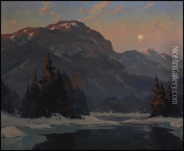 Moonrise At Sundown Oil Painting - Eric Riordon