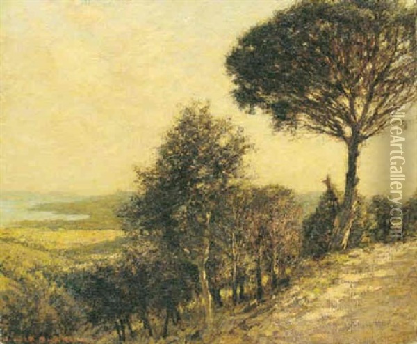 A Provencal Landscape, Bormes Oil Painting - Henry Herbert La Thangue