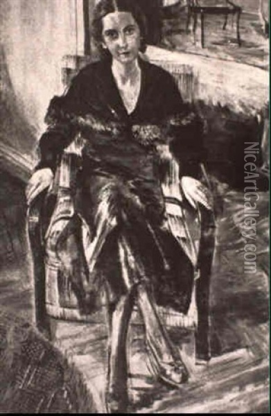 Ganzportrait Einer Sitzenden Jungen Dame Oil Painting - Max Liebermann