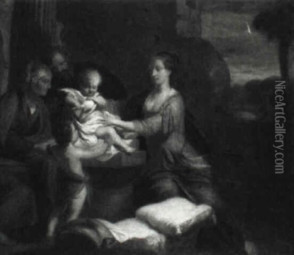 The Holy Family And St. Elizabeth And Infant John The Baptist Oil Painting - Gerard de Lairesse
