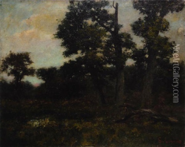 Paysage De Lisiere De Foret, Fontainebleau? Oil Painting - Cherubino Pata