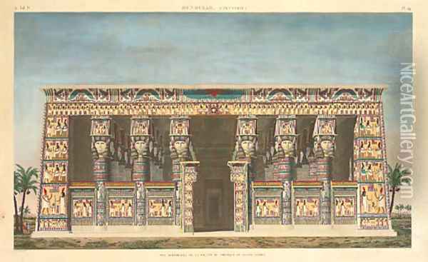 Denderah (Tentyris) -- Vue perspective de la facade de portique de Grand Temple, from Description de L'egypte by Leisnier Oil Painting - Le Pere