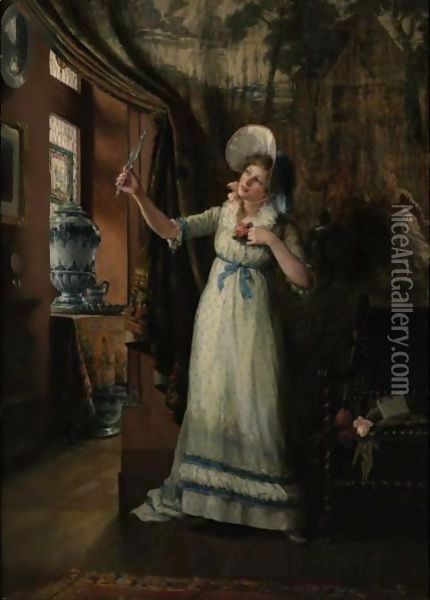 In Anticipation Of The Invitation Oil Painting - Jennie Augusta Brownscombe