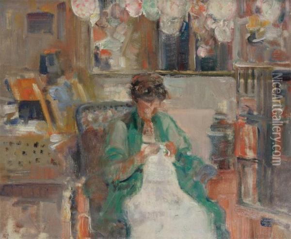 Interior With Woman In An Armchair Oil Painting - Marcel Jefferys